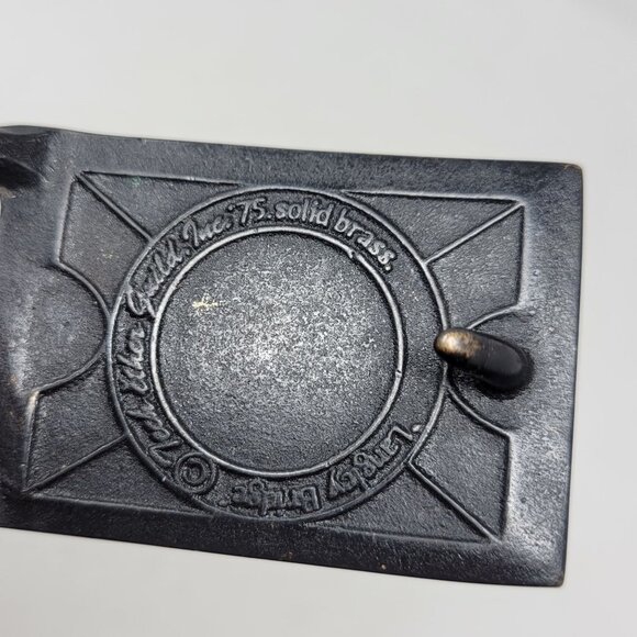 Vintage Tech Ether Guild Solid Brass Belt Buckle 1975 Langley Covered Bridge - Picture 3 of 3